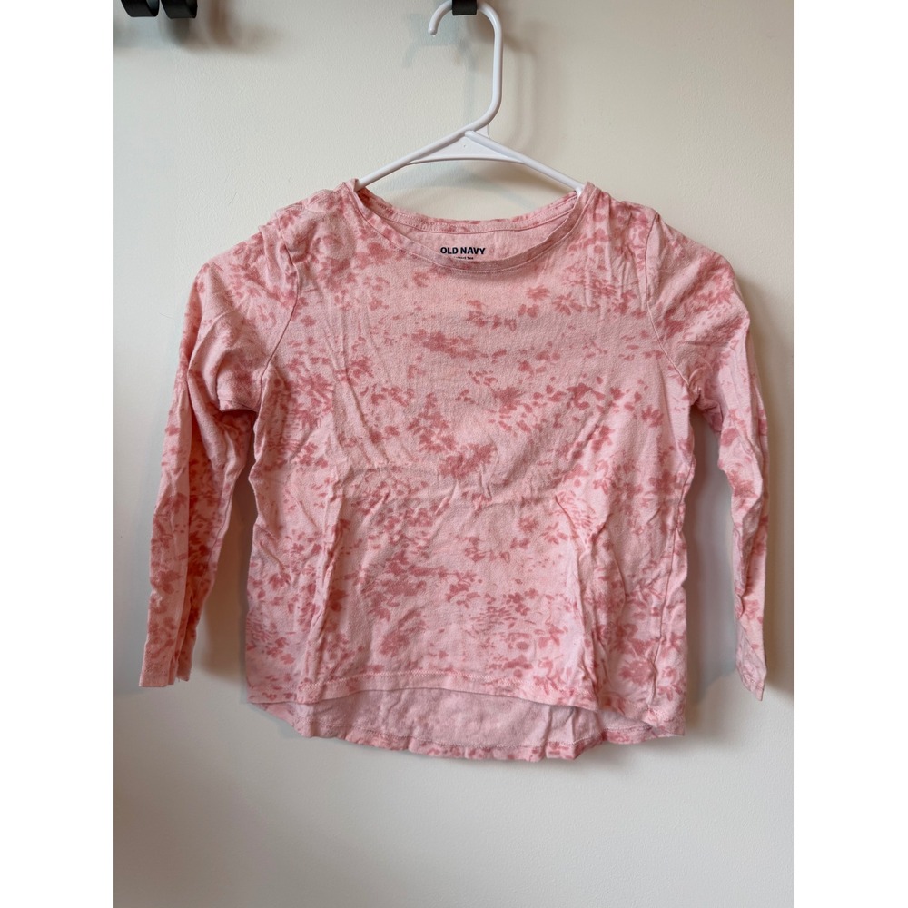 Old Navy Girls Softest Tee Pink Acid Wash Floral Long Sleeve Shirt Size M 8